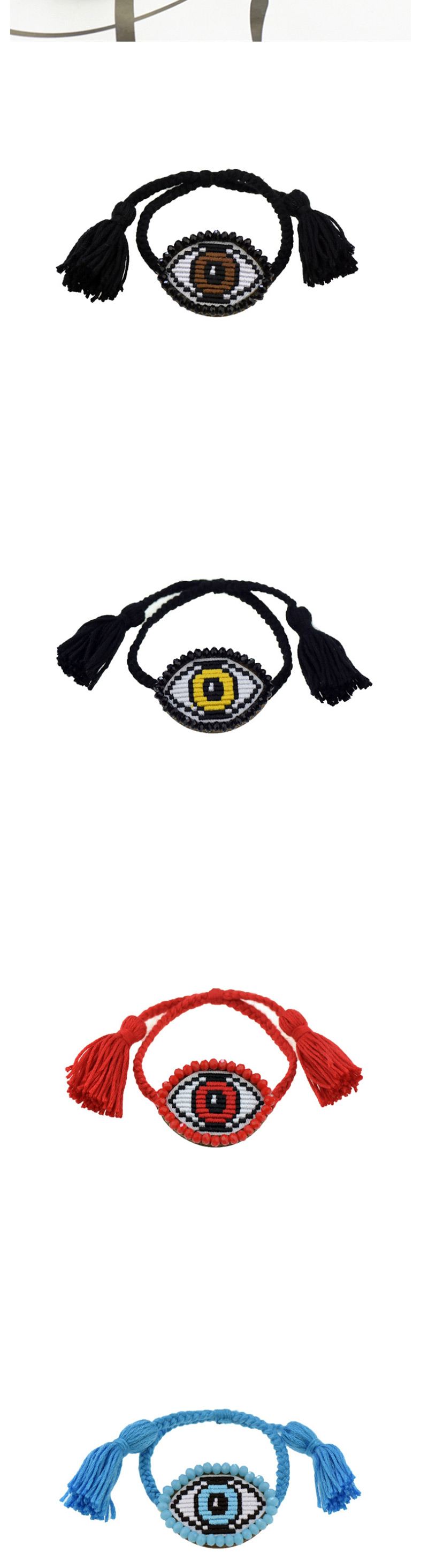 Fashion Black Rope Sky Blue Eyes Embroidered Crystal Eye Multi-layer Bracelet,Fashion Bracelets