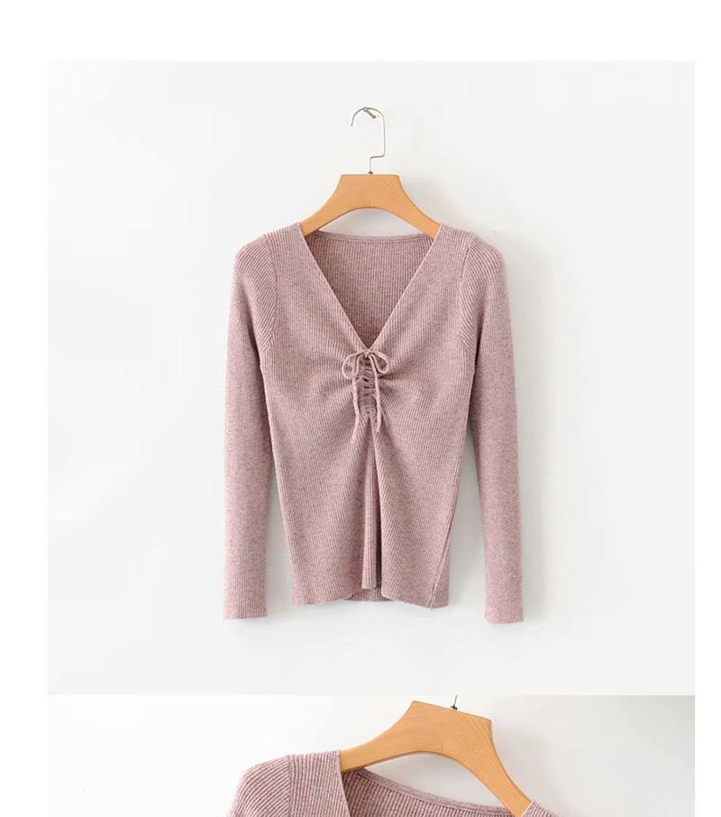 Fashion Pink Drawstring Sweater On The Chest,Sweater
