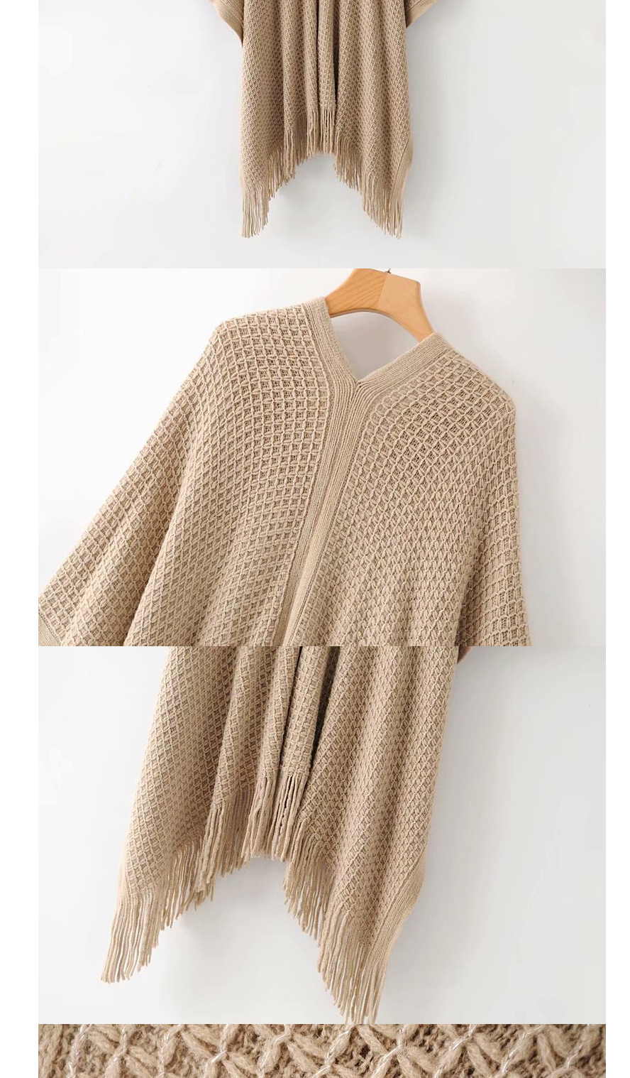 Fashion Khaki Fringed Shawl,knitting Wool Scaves