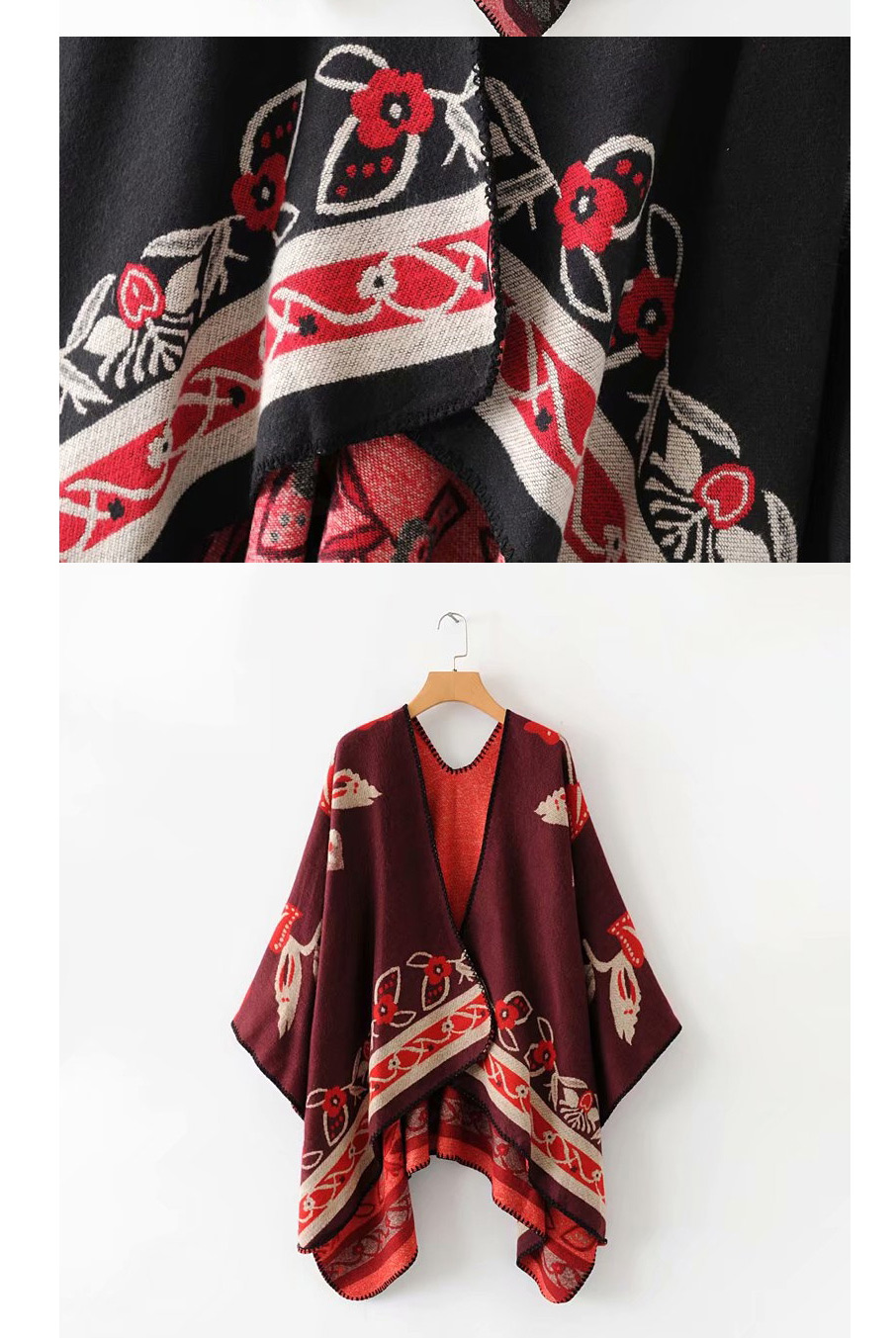 Fashion Red Wine Printed Shawl,knitting Wool Scaves