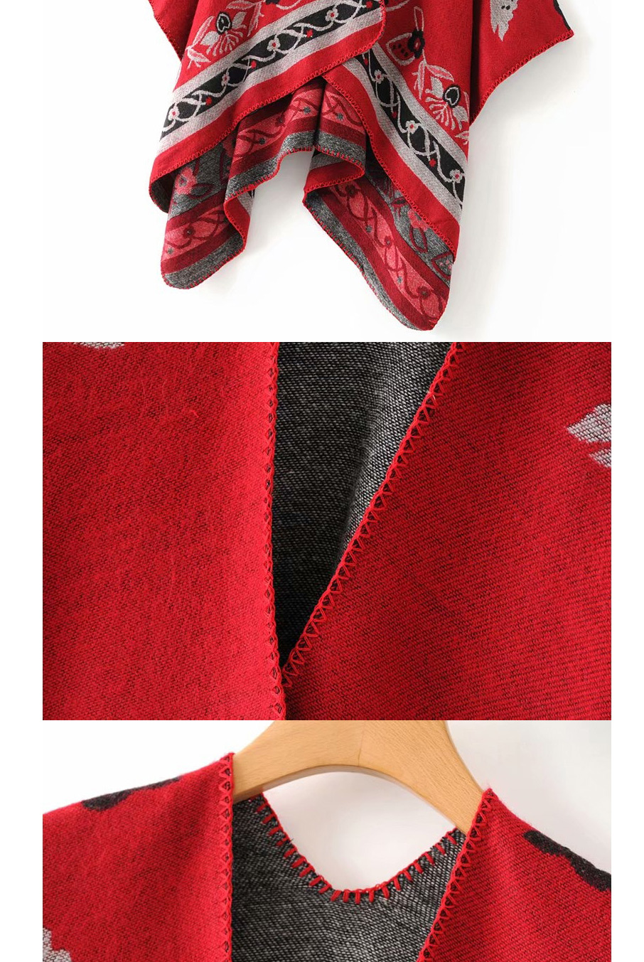 Fashion Red Printed Shawl,knitting Wool Scaves