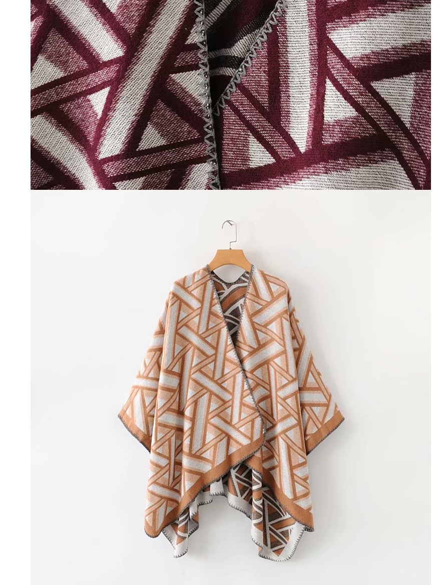 Fashion Orange Geometric Pattern Shawl,knitting Wool Scaves