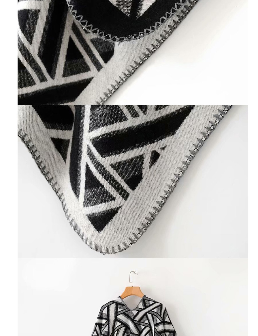 Fashion Black Geometric Pattern Shawl,knitting Wool Scaves