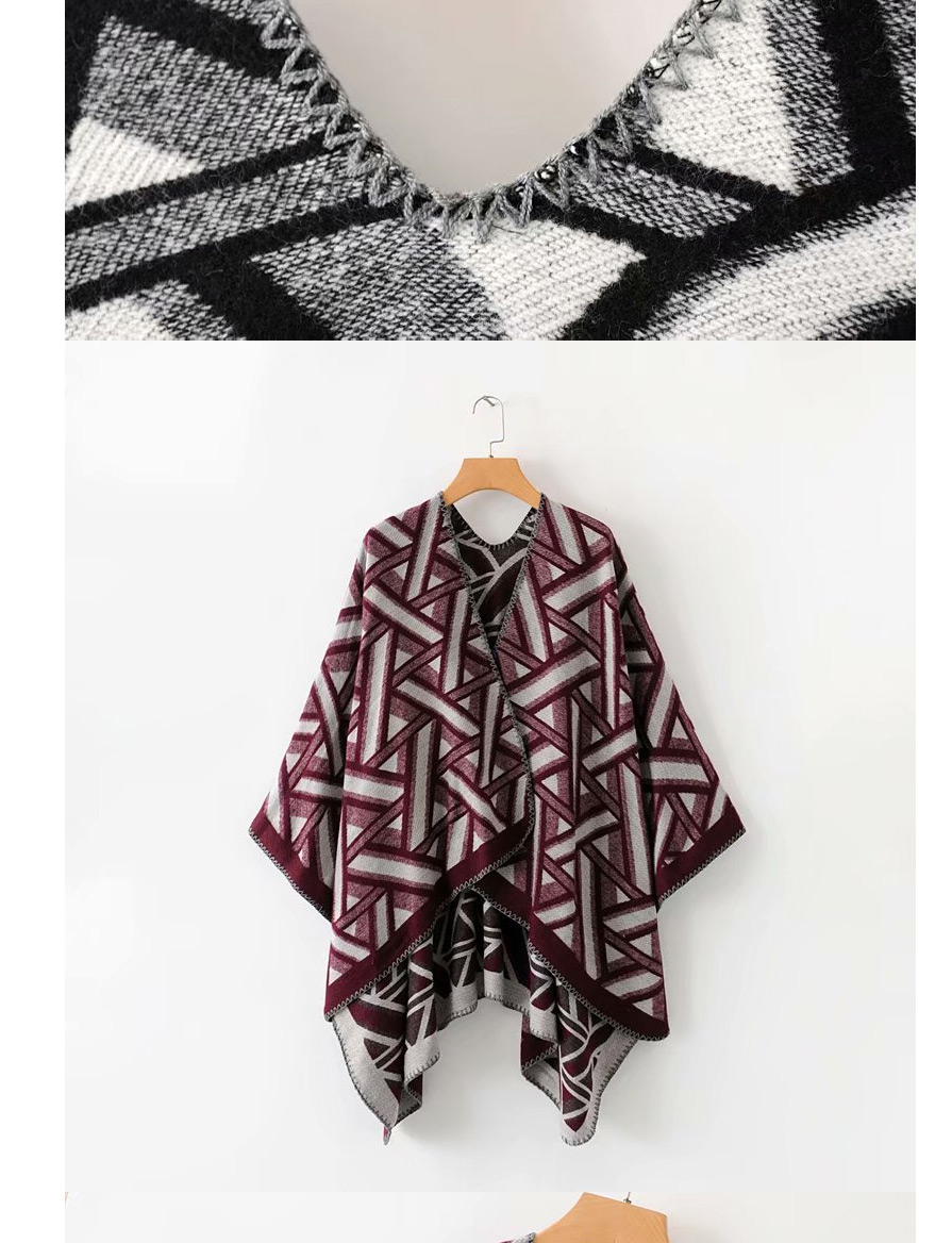Fashion Orange Geometric Pattern Shawl,knitting Wool Scaves