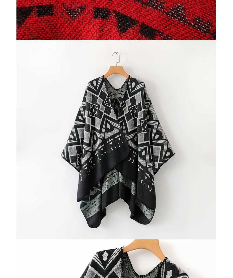 Fashion Red Wine Geometric Pattern Shawl,knitting Wool Scaves