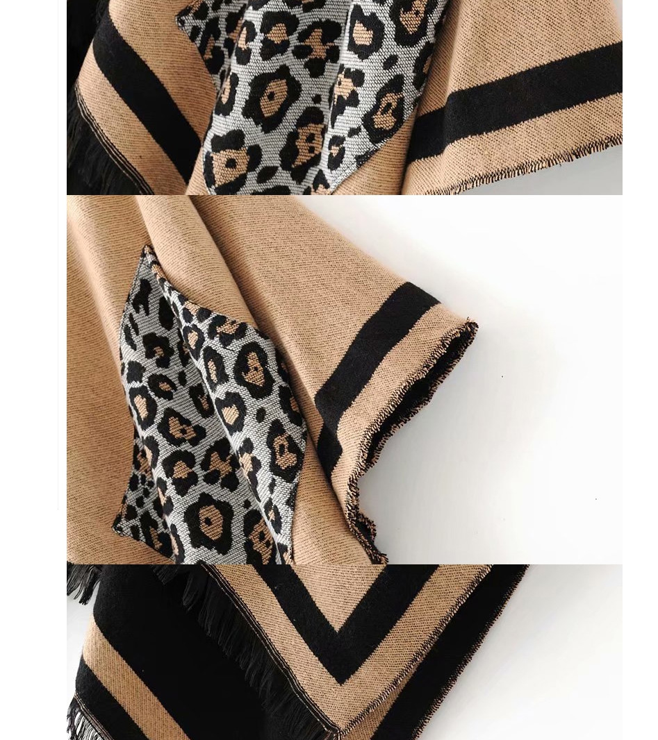 Fashion Khaki Leopard Tassel Shawl,knitting Wool Scaves