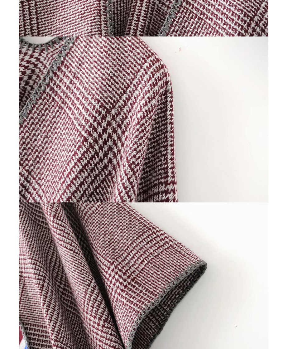 Fashion Red Houndstooth Shawl,knitting Wool Scaves