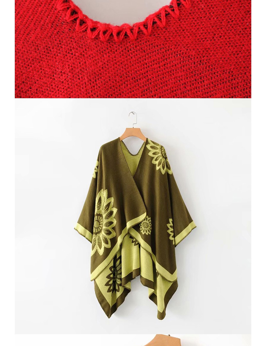 Fashion Army Green Flower Shawl,knitting Wool Scaves