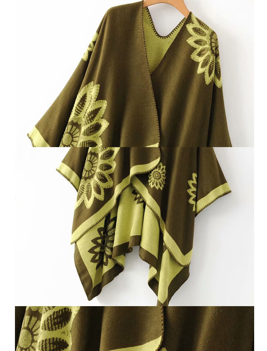 Fashion Army Green Flower Shawl,knitting Wool Scaves