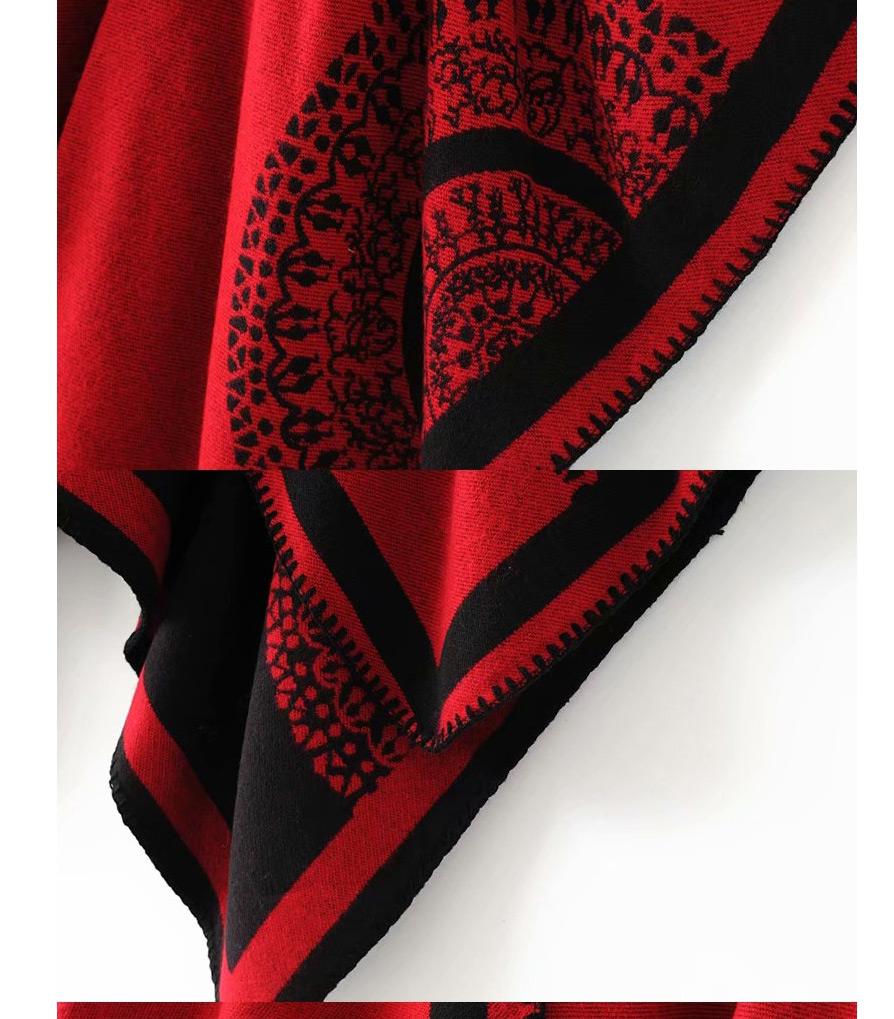 Fashion Red Flower Shawl,knitting Wool Scaves