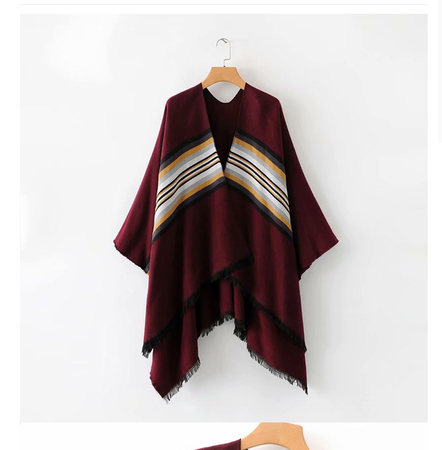 Fashion Red Wine Striped Shawl,knitting Wool Scaves