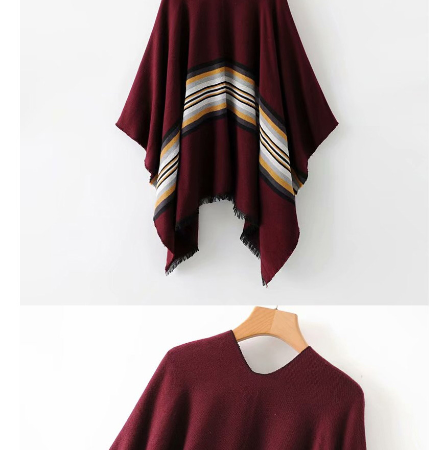 Fashion Red Wine Striped Shawl,knitting Wool Scaves