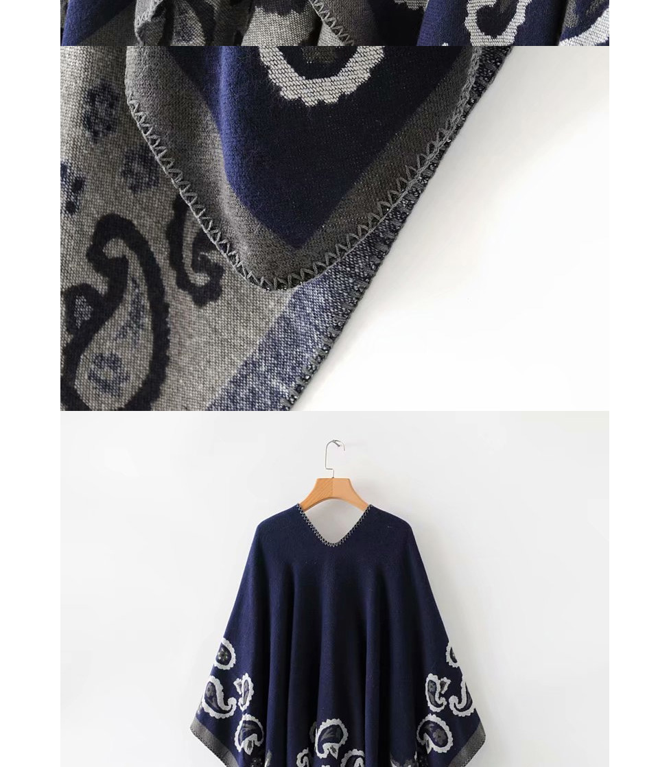 Fashion Navy Flower Shawl,knitting Wool Scaves