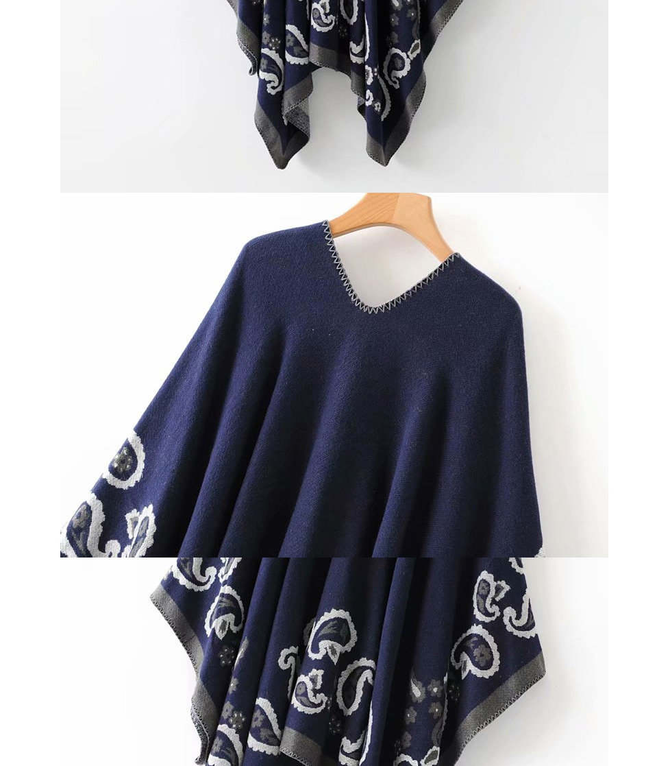 Fashion Navy Flower Shawl,knitting Wool Scaves