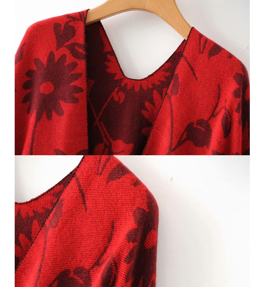 Fashion Black Red Sun Shawl,knitting Wool Scaves