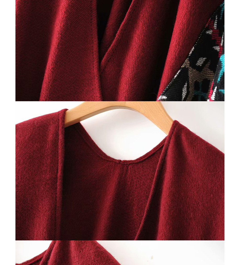Fashion Red Wine Colorful Pocket Shawl,knitting Wool Scaves