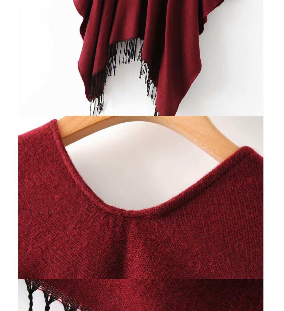 Fashion Red Wine Colorful Pocket Shawl,knitting Wool Scaves