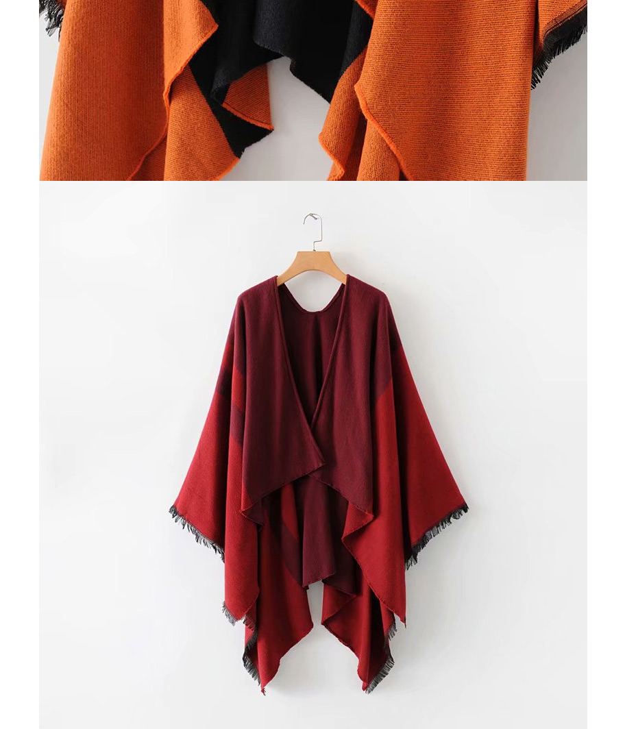 Fashion Red Wine Contrast Shawl,knitting Wool Scaves