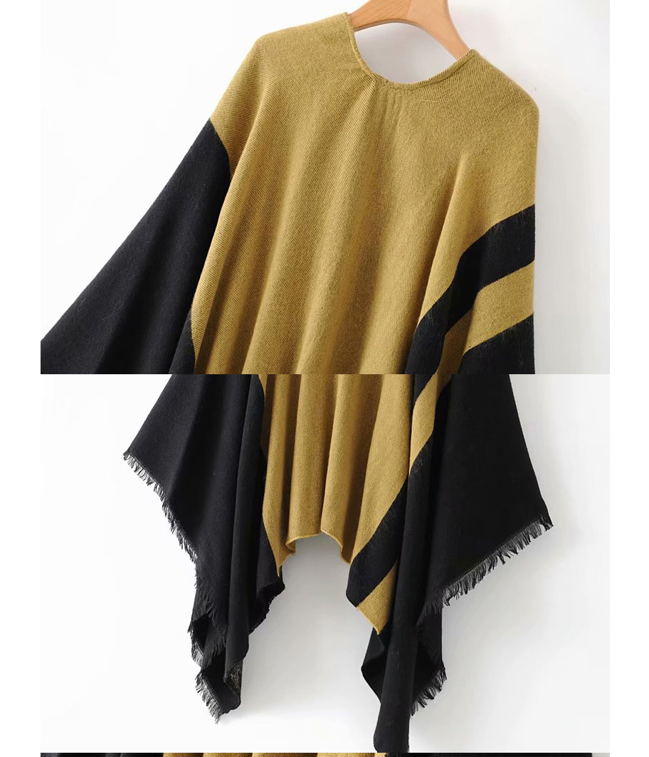 Fashion Ginger Yellow Contrast Shawl,knitting Wool Scaves