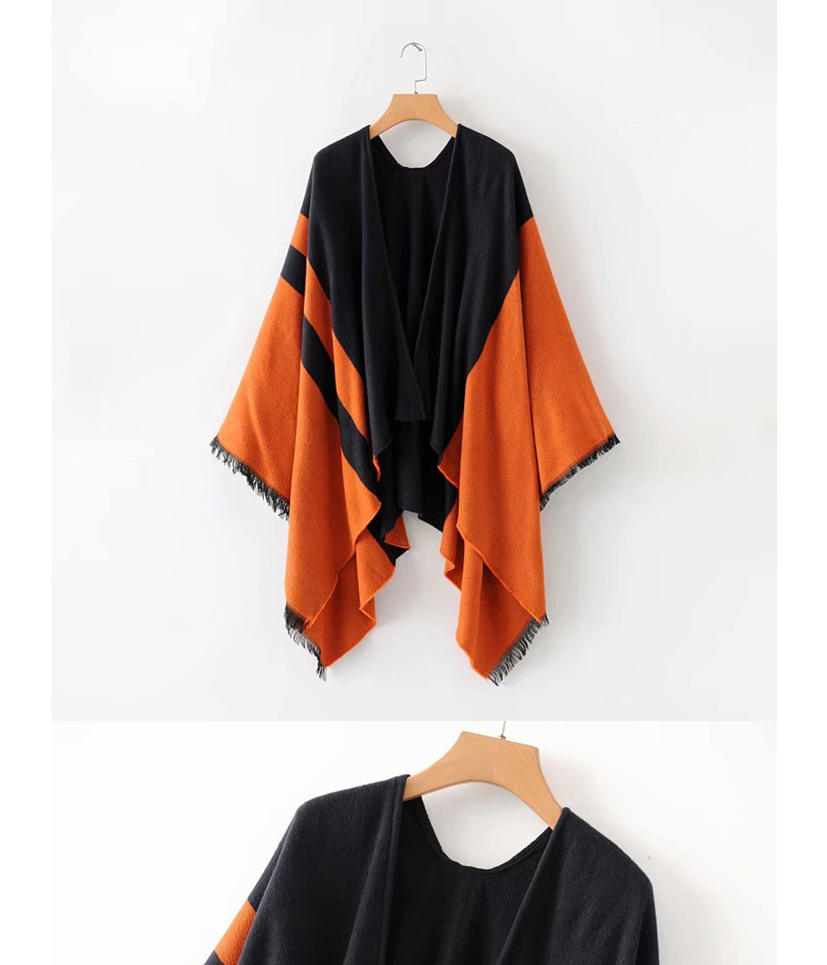 Fashion Orange Contrast Shawl,knitting Wool Scaves
