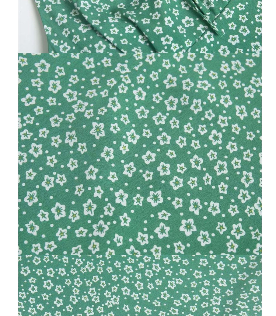 Fashion Green Printed Strap Dress,Long Dress