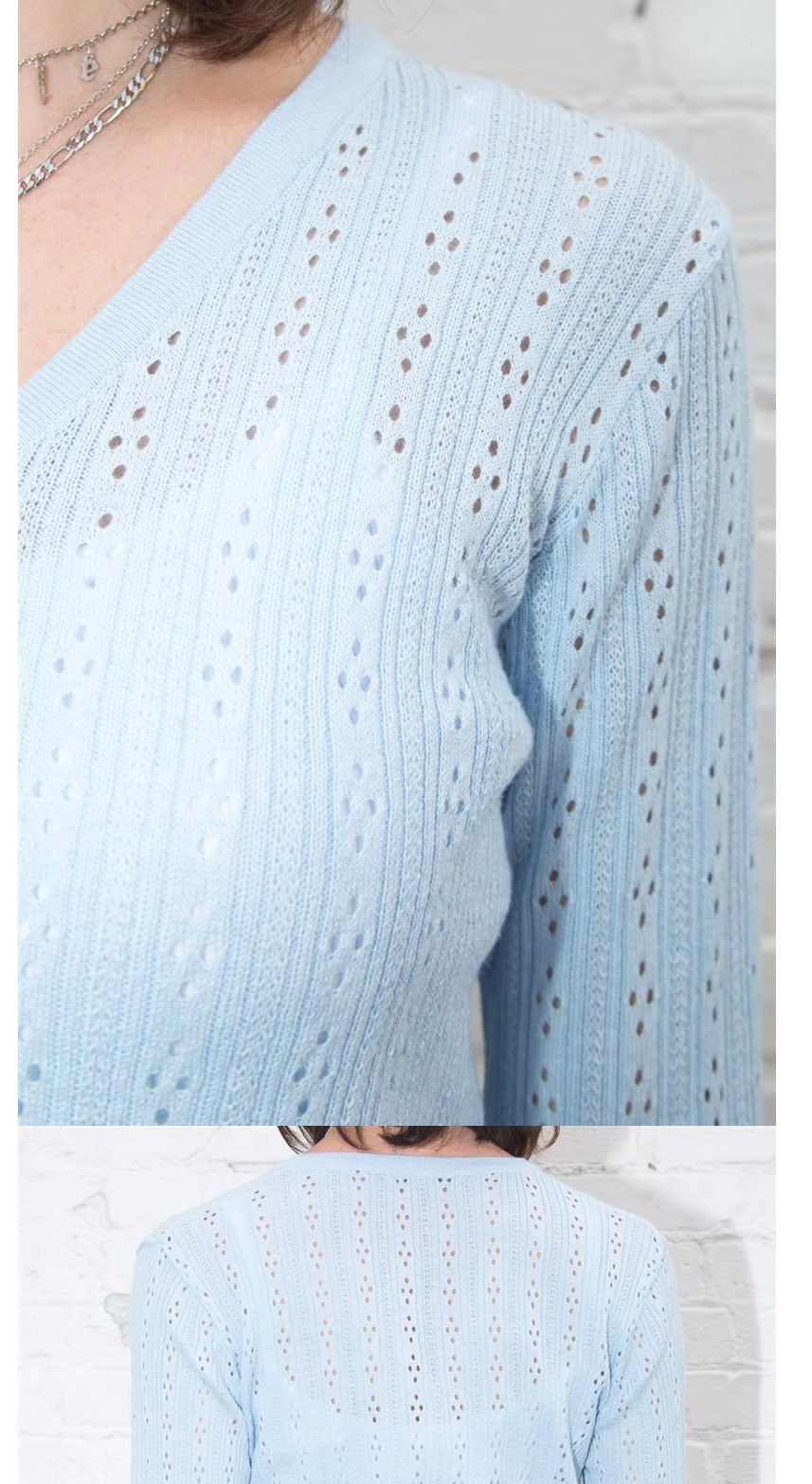 Fashion Light Blue Knitted Top,Sweater