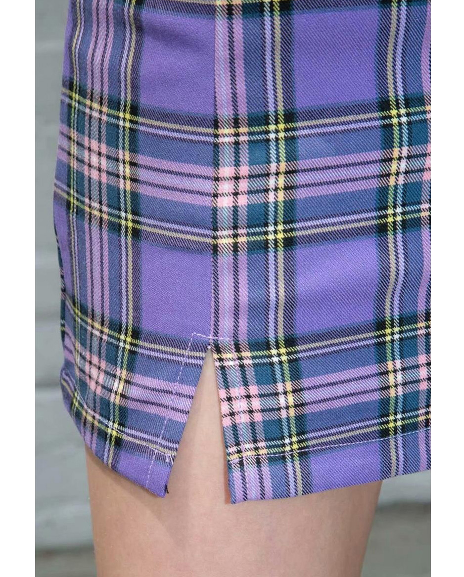Fashion Purple Plaid Skirt,Skirts