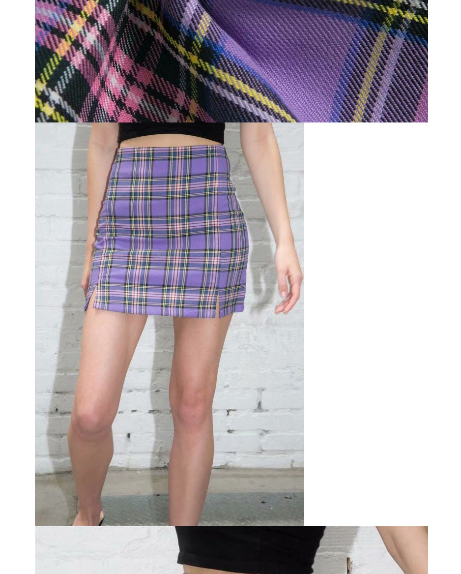 Fashion Purple Plaid Skirt,Skirts