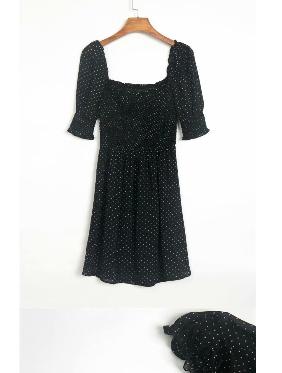 Fashion Black Polka Dot Dress,Long Dress