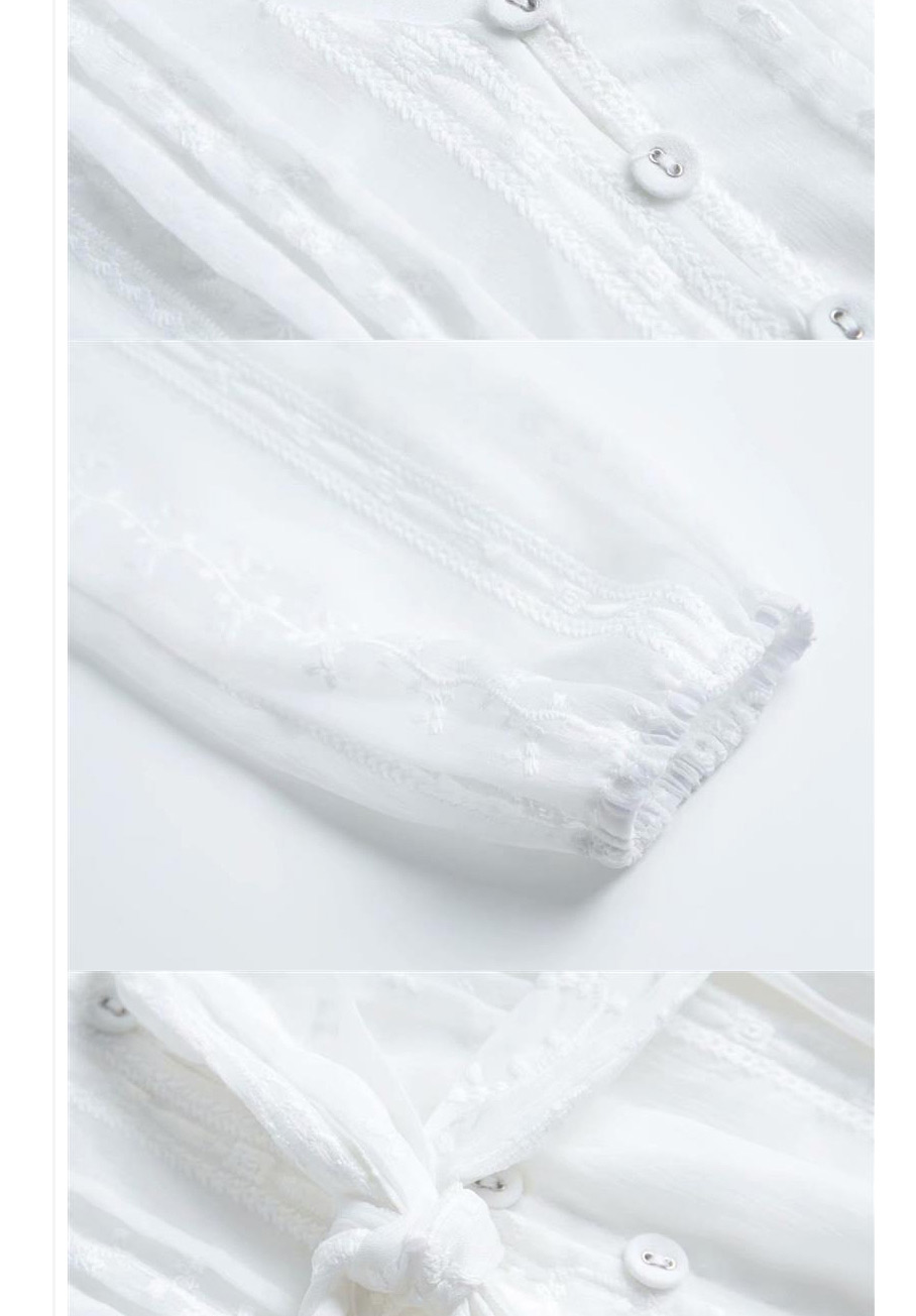Fashion White V-neck Ruffled Tether Dress,Long Dress