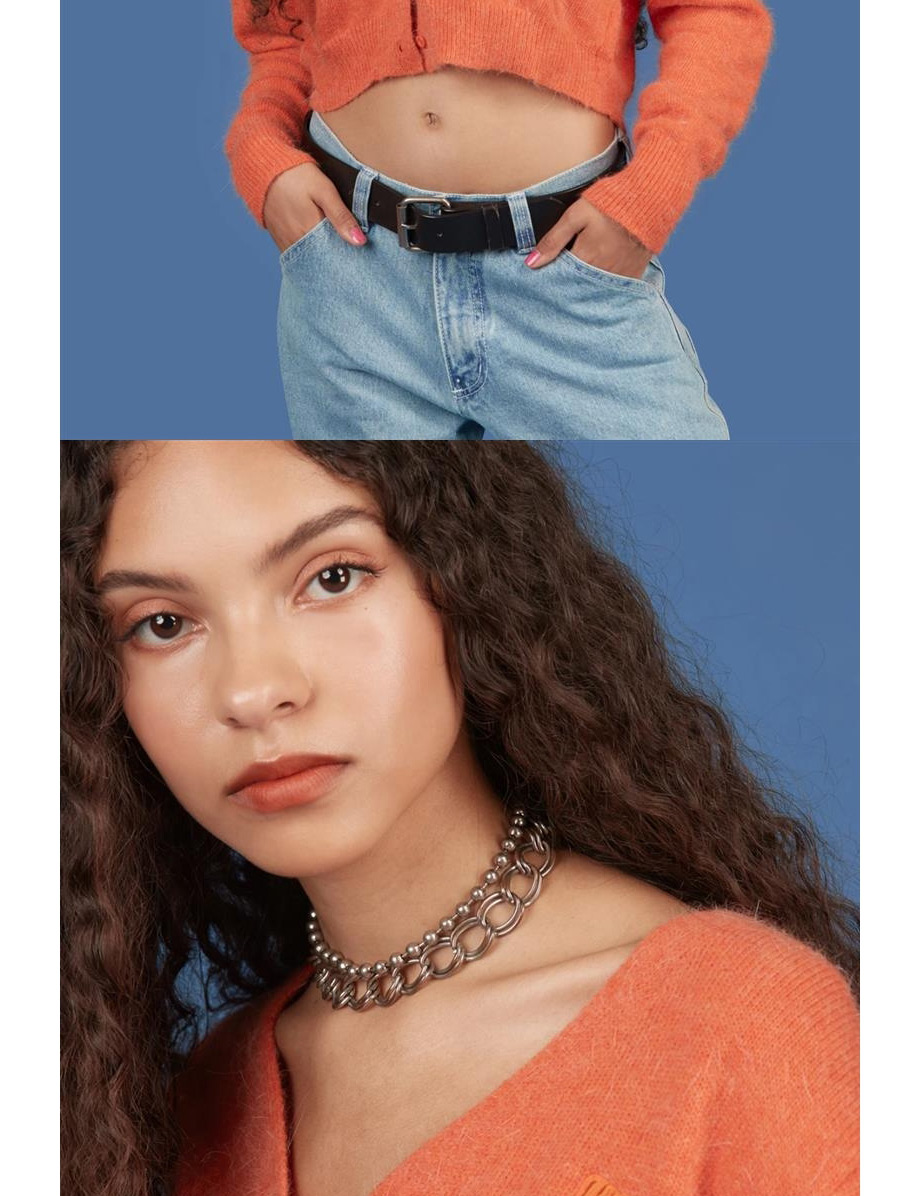 Fashion Orange V-neck Knit Cardigan,Tank Tops & Camis