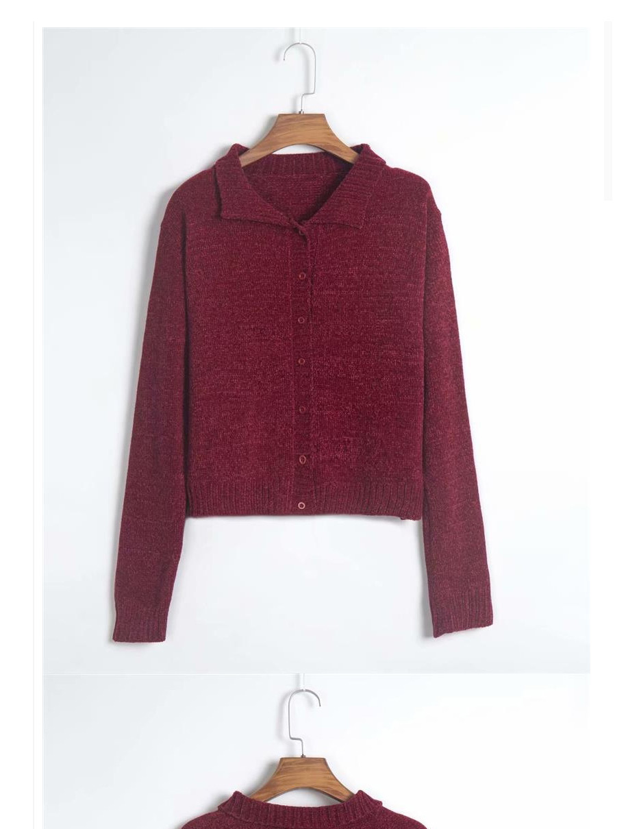 Fashion Jujube Red Knitted Coat,Coat-Jacket
