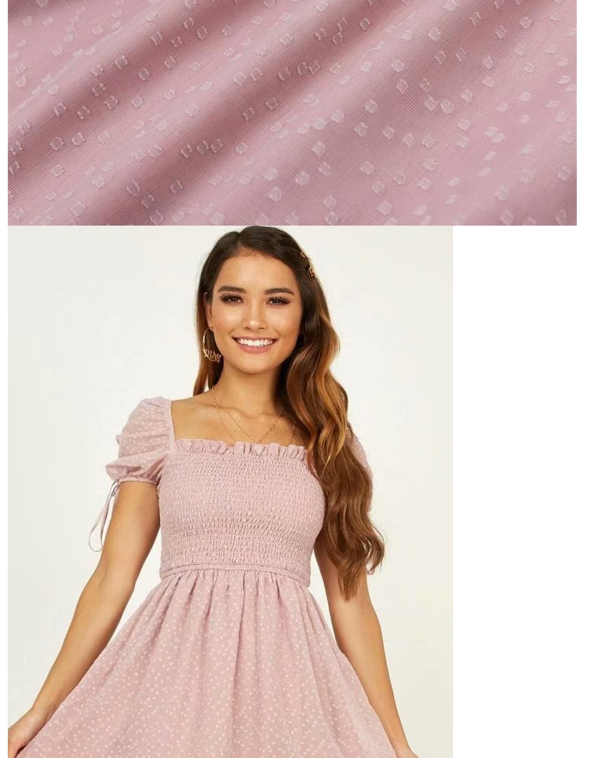 Fashion Leather Pink Snowflake Jacquard Dress,Long Dress
