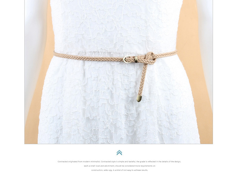 Fashion White Woven Leather Vintage Belt,Thin belts