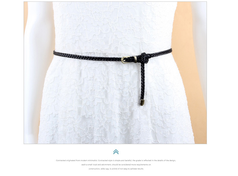 Fashion White Woven Leather Vintage Belt,Thin belts