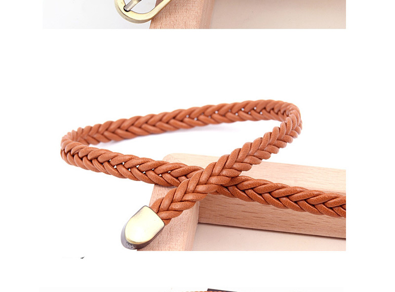 Fashion Pink Woven Leather Vintage Belt,Thin belts