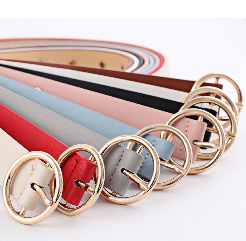 Fashion Red Round Buckle Wide Leather Hollow Eye Belt,Wide belts
