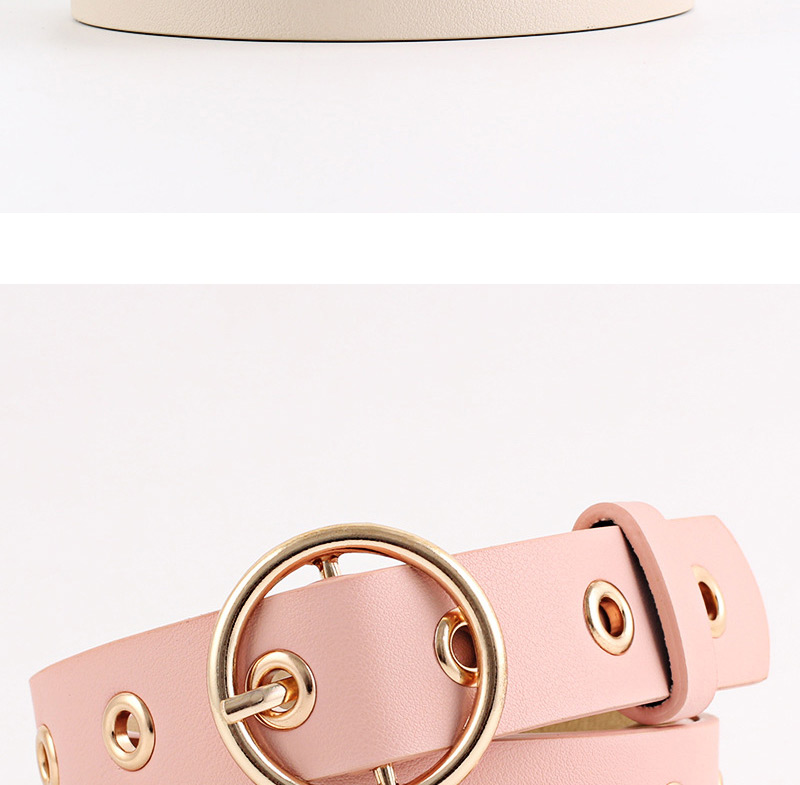 Fashion Red Round Buckle Wide Leather Hollow Eye Belt,Wide belts