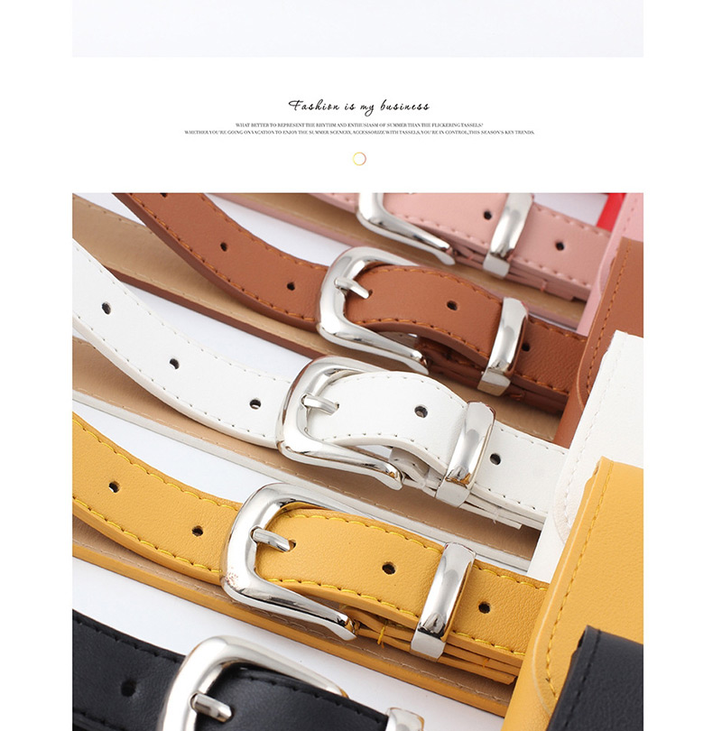 Fashion Khaki + Silver Buckle Belt Up Drum Belt Belt,Thin belts