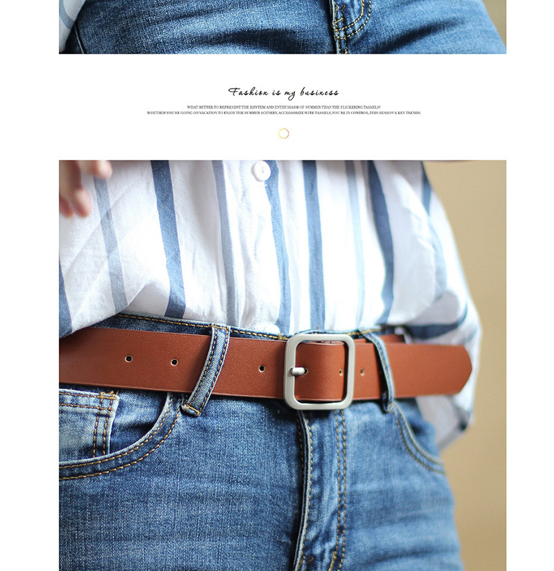 Fashion White-gold Buckle Square Buckle Belt,Wide belts