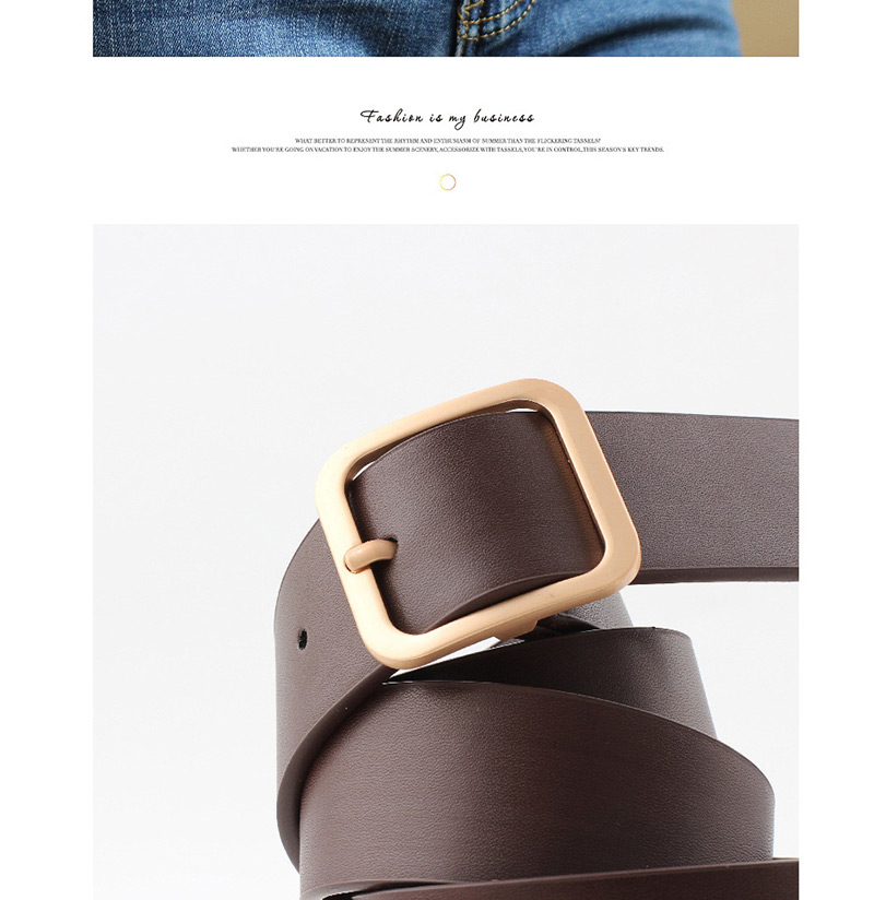 Fashion Coffee-gold Buckle Square Buckle Belt,Wide belts