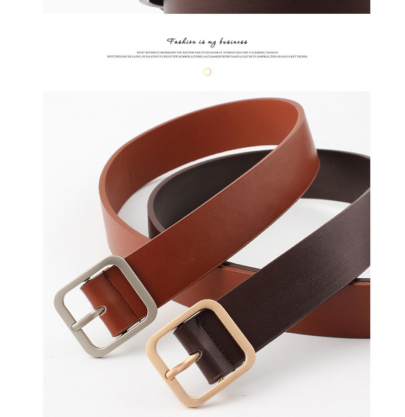 Fashion Black-gold Buckle Square Buckle Belt,Wide belts