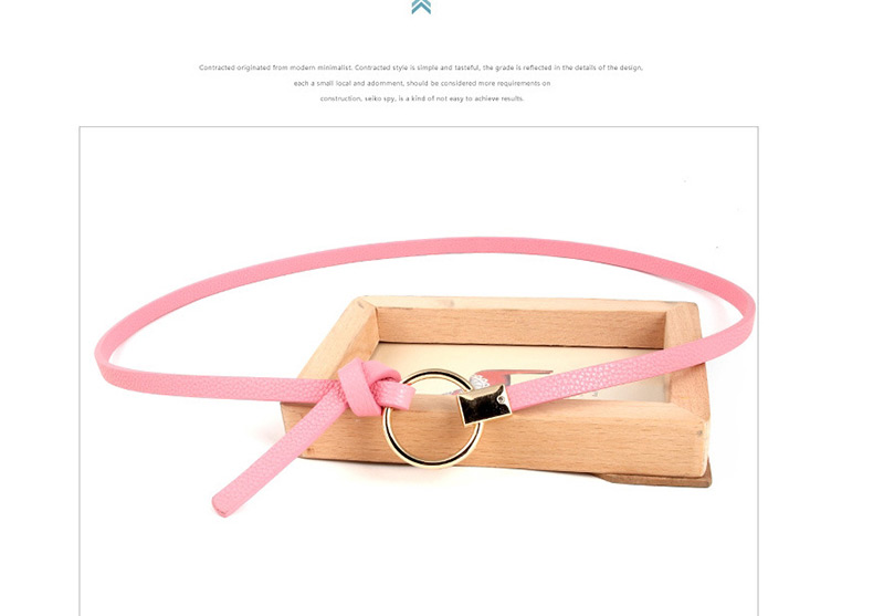 Fashion Pink Knotted Round Buckle Belt,Thin belts