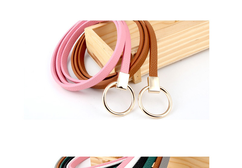 Fashion Pink Knotted Round Buckle Belt,Thin belts