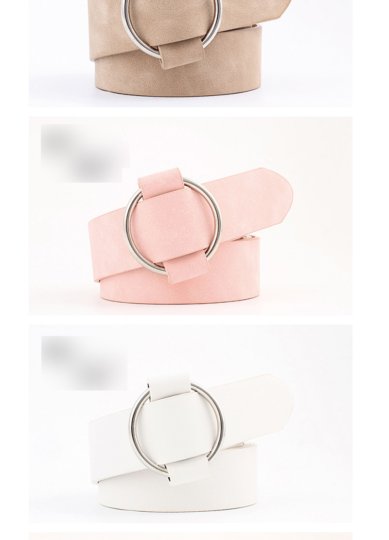 Fashion Pink Needle-free Round Buckle Wide Leather Belt,Wide belts