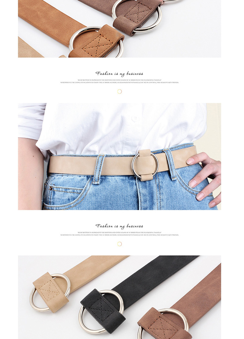 Fashion White Needle-free Round Buckle Wide Leather Belt,Wide belts