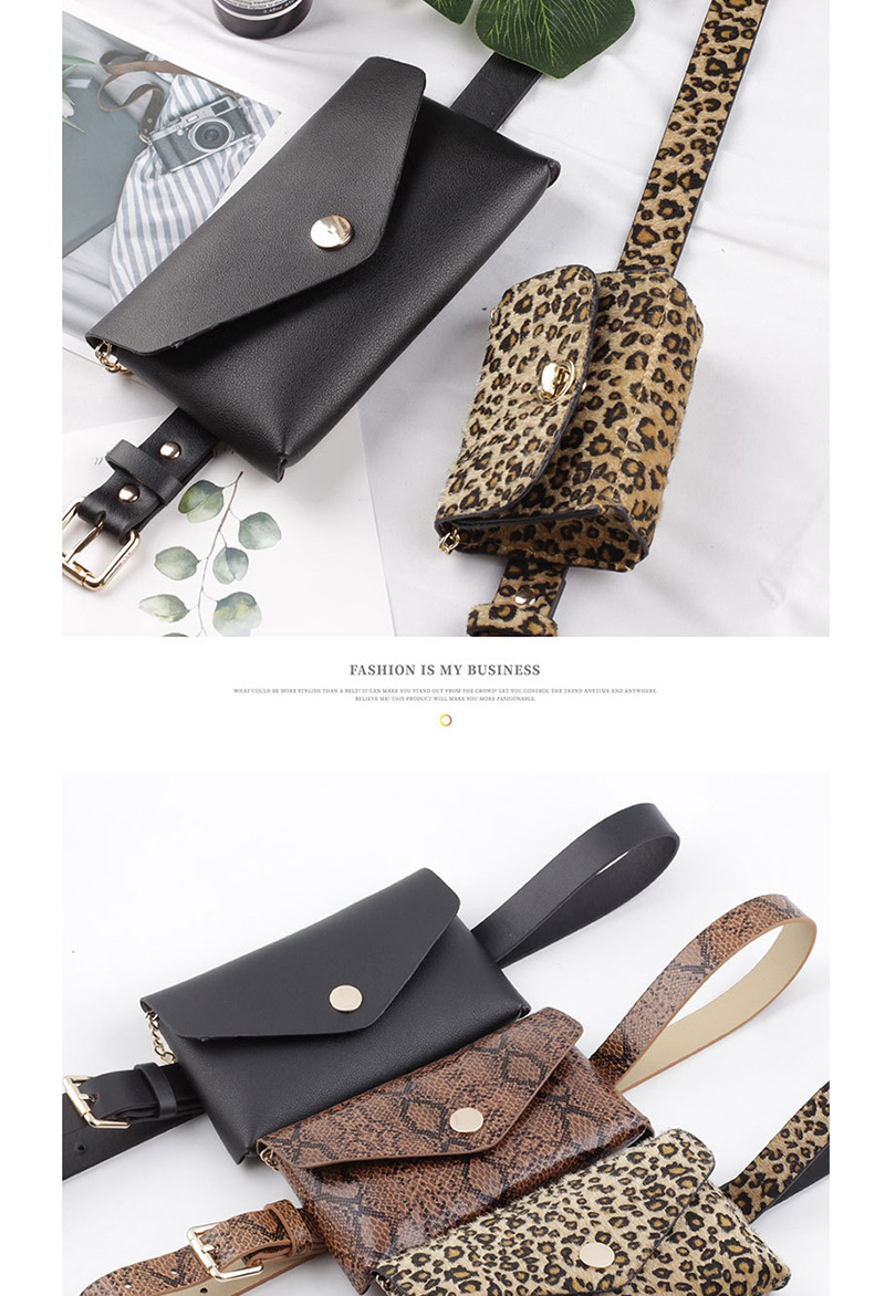 Fashion 892 Leopard Print Bag + Belt Serpentine Belt,Thin belts