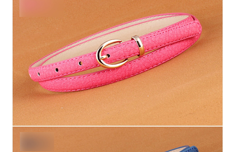 Fashion Pink Pu Pin Buckle Belt,Thin belts