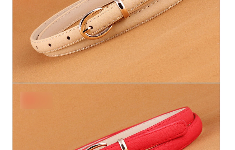 Fashion Rose Red Pu Pin Buckle Belt,Thin belts