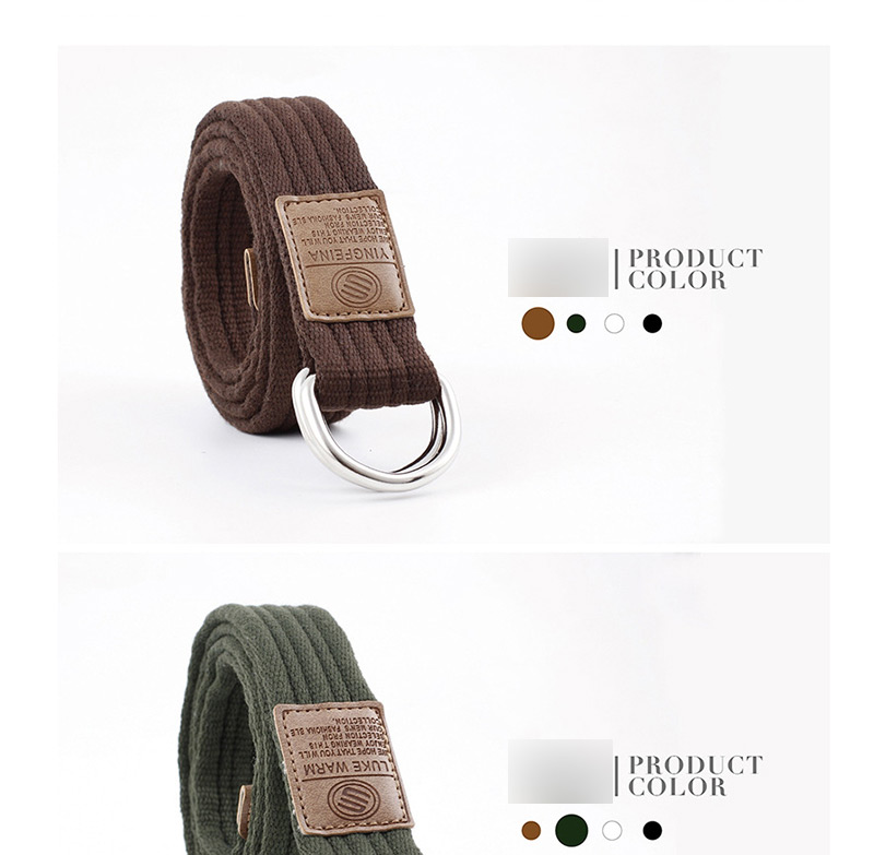 Fashion Army Green Canvas Double Buckle Belt,Thin belts